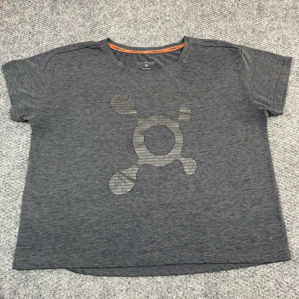 Orange Theory Women's Crop Top Shirt Gray Short Sleeve Activewear Size Medium